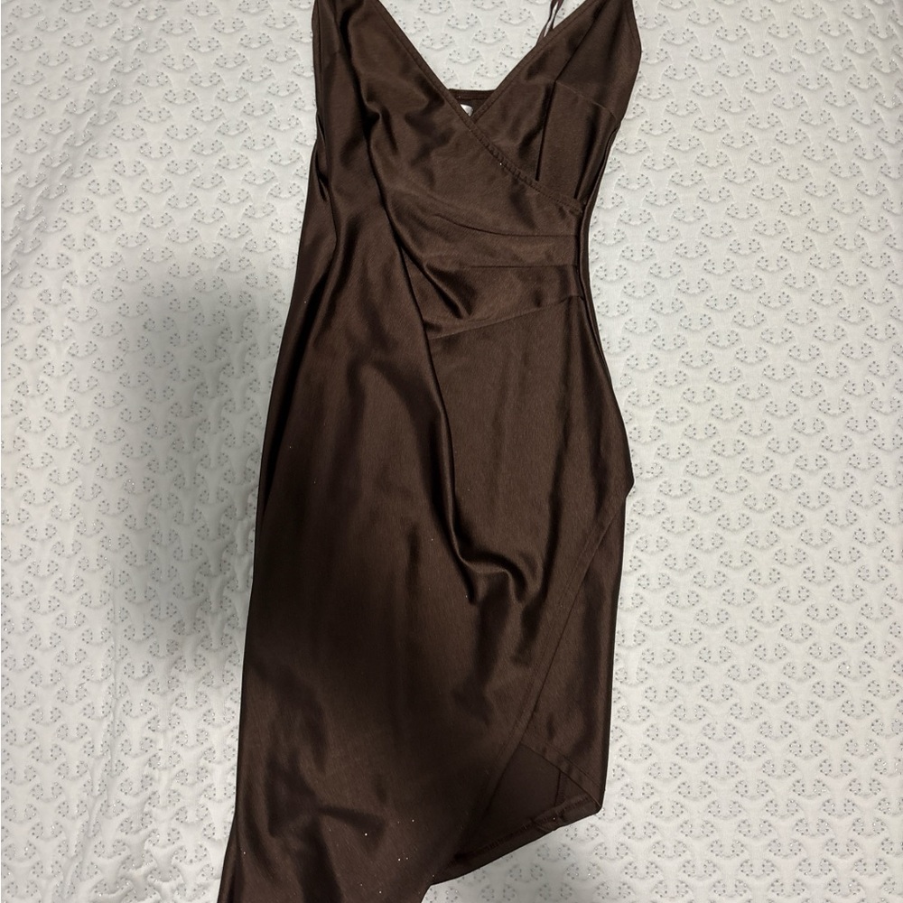 Emerald Sundae Asymmetrical Brown Dress